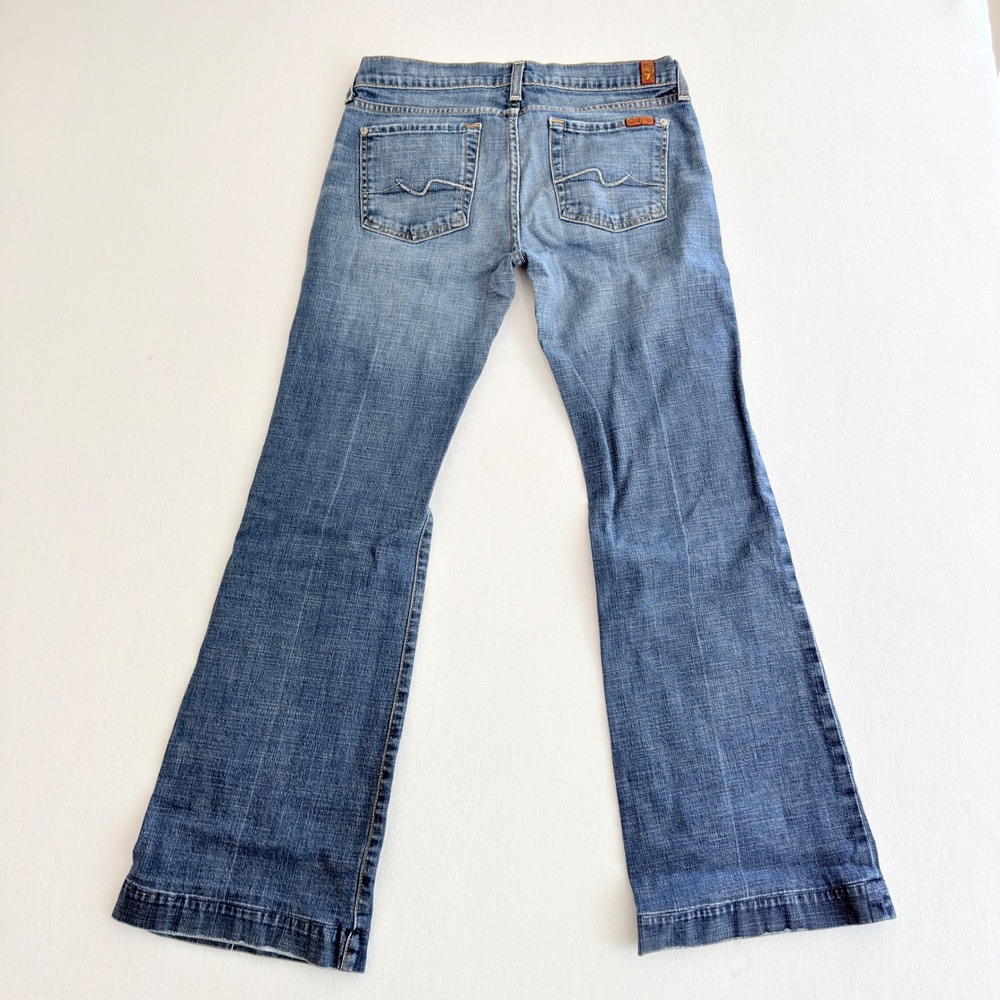 7 For All Mankind Dojo Light Wash Blue Flare Jeans - Picture 2 of 11